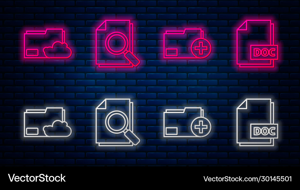Set line document with search add new folder Vector Image