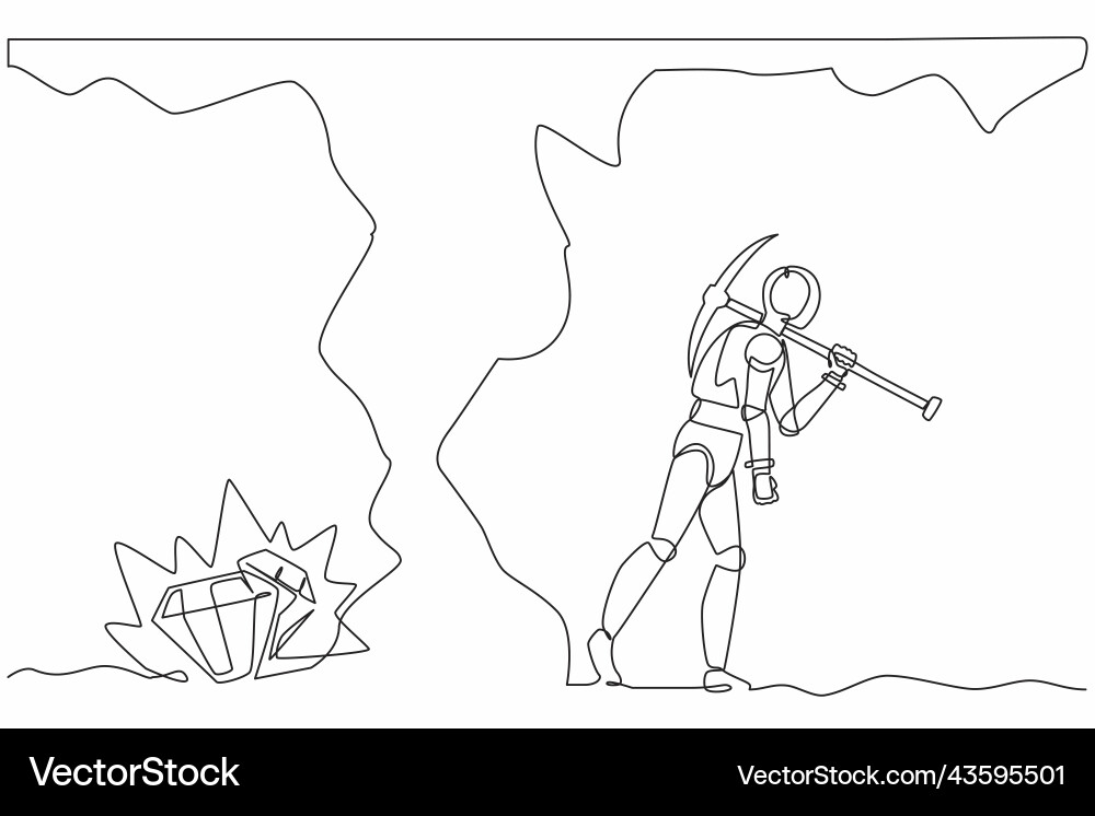 Single continuous line drawing robot gives up Vector Image