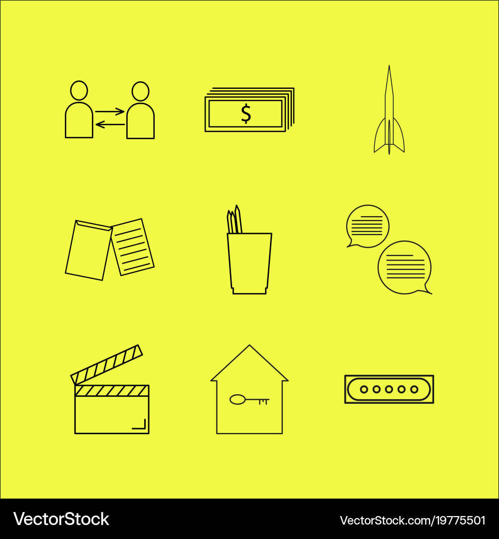Web linear icon set simple outline icons Vector Image
