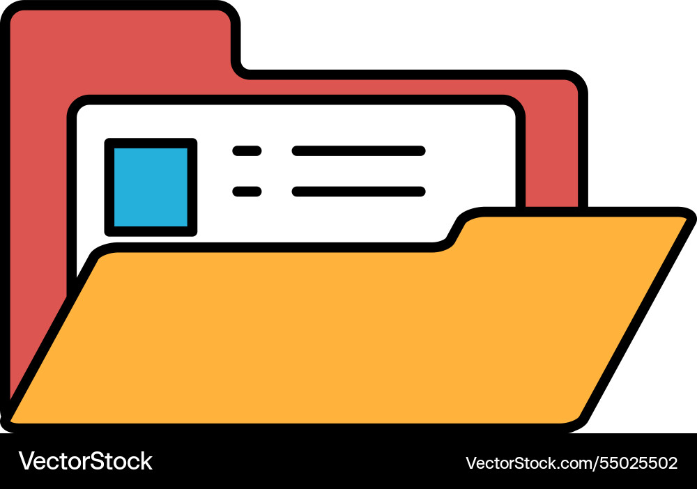 A folder is open to piece of paper Vector Image