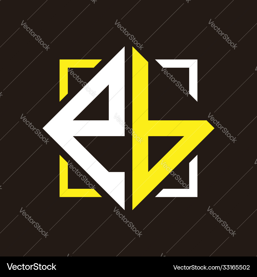 E b initials quadrangle monogram with square E b initials quadrangle monogram with square Vector Image
