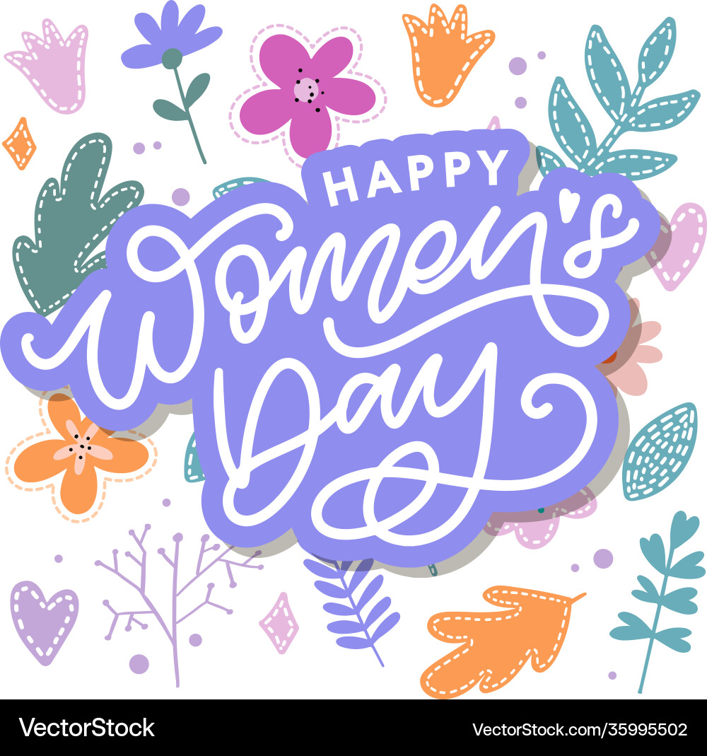 Happy womens day handwritten lettering modern Happy womens day handwritten lettering modern vector image
