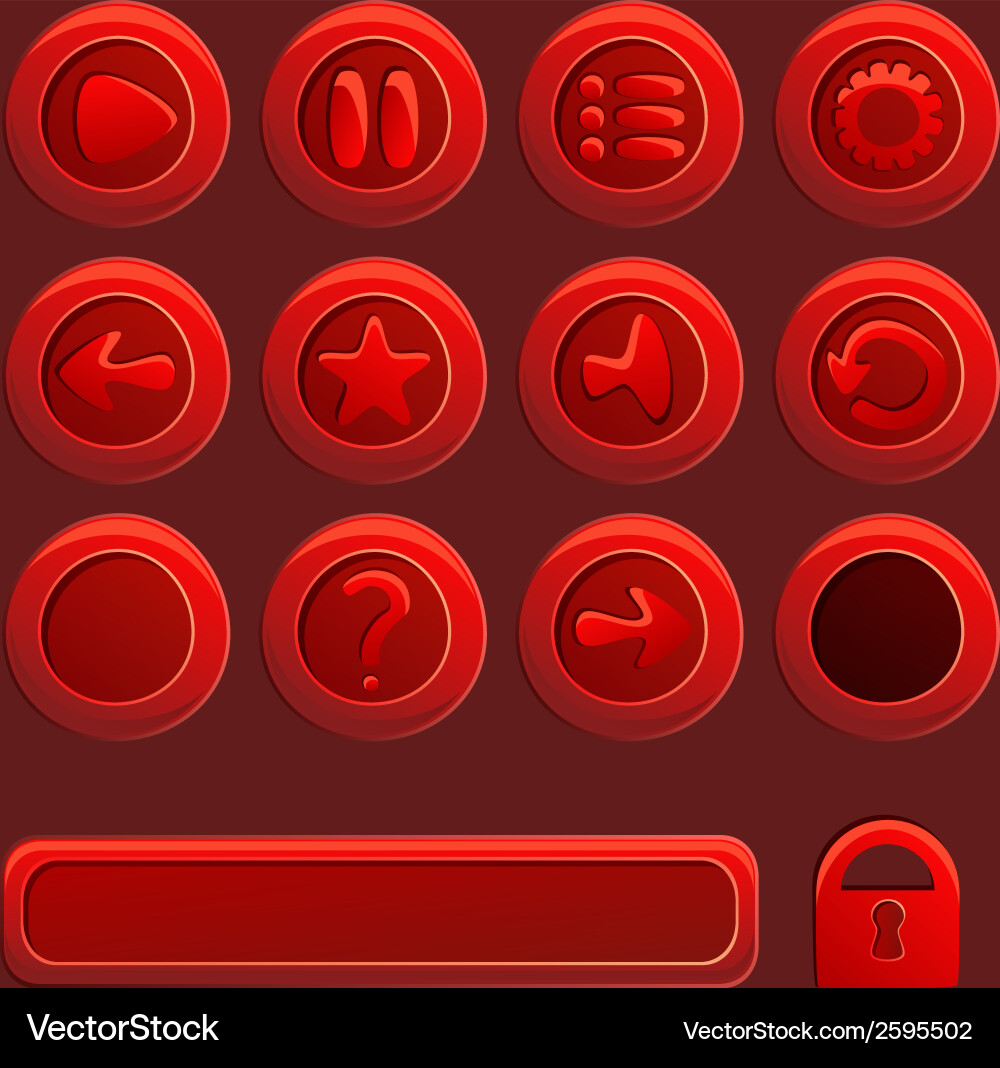 Mobile red elements for ui game - a set of play Vector Image