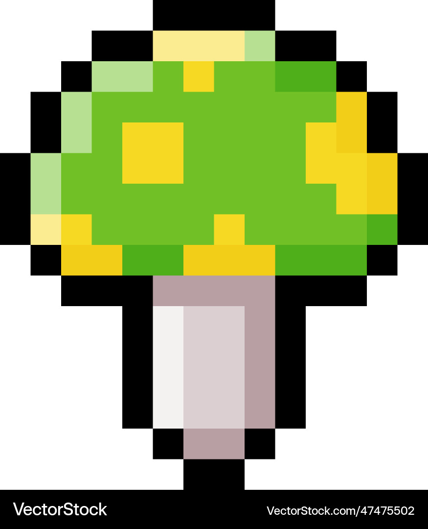Pixel 8-bit mushroom object as video game style Vector Image