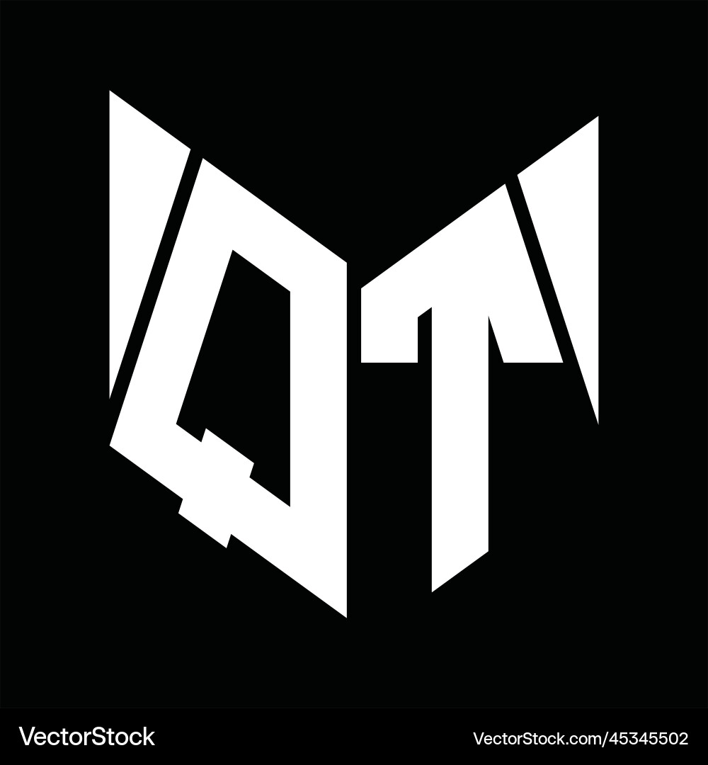 Qt logo monogram hexagon slice design template Qt logo monogram hexagon slice design template Vector Image
