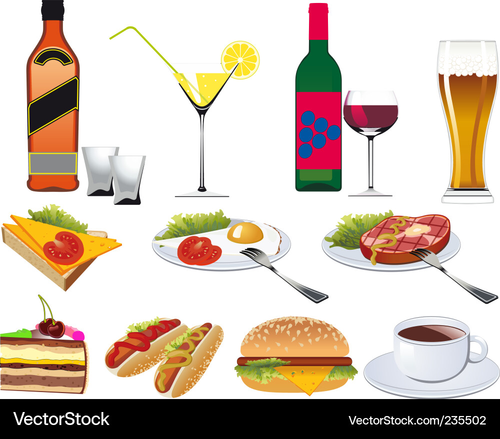 Restaurant Icon Set - Essen und Trinken Vektorbild