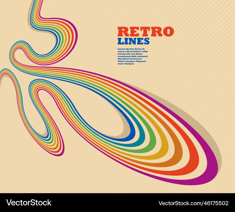 Retro style abstract background with curve lines Retro style abstract background with curve lines Vector Image