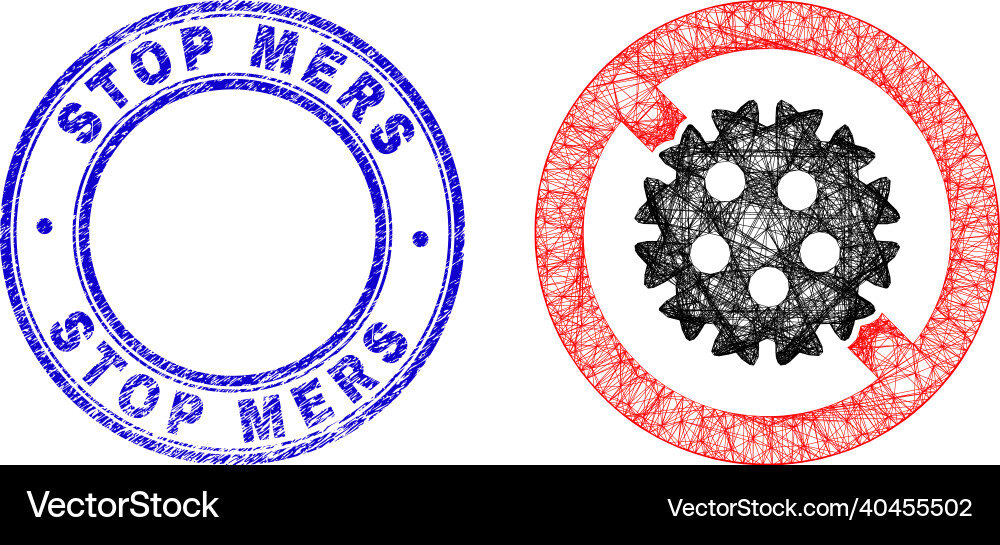 Scratched stop mers stamp and linear irregular Vector Image