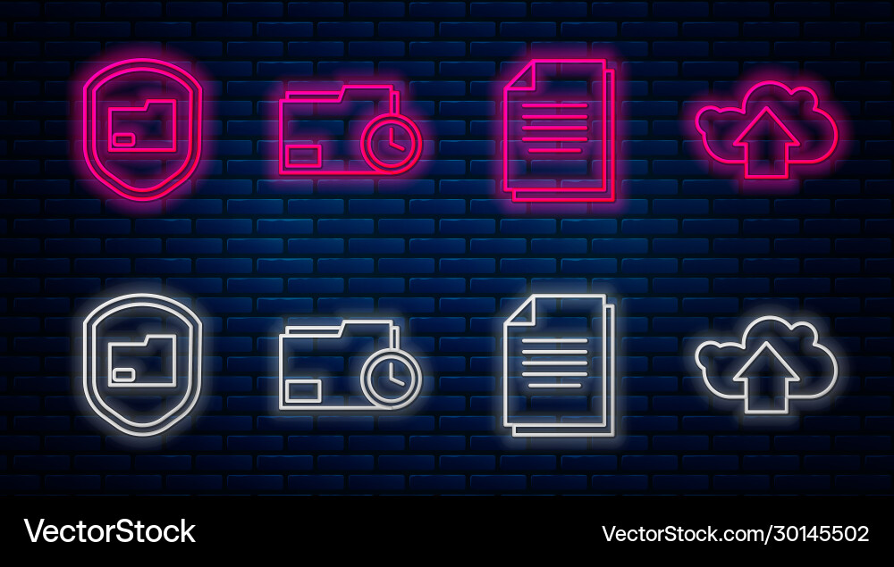 Set line document folder with clock Vector Image