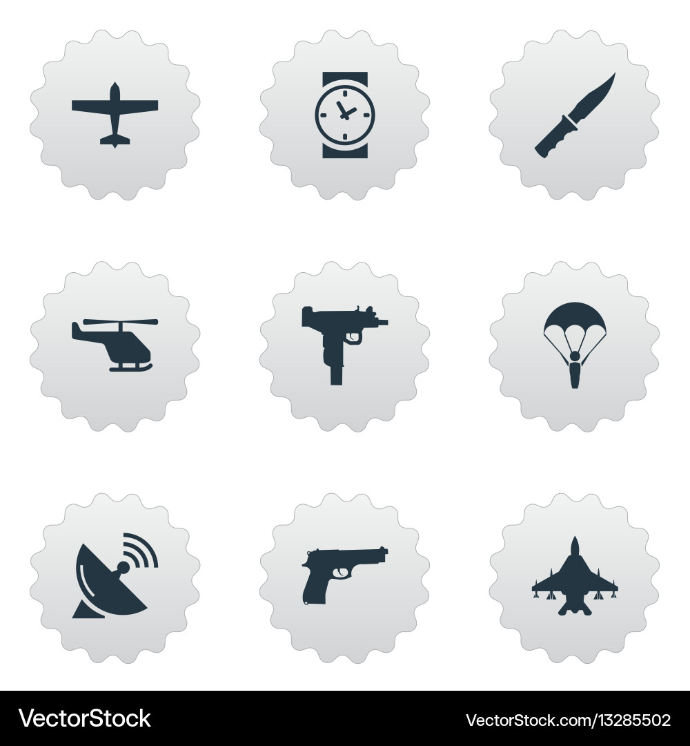 Set of 9 simple army icons can be found Vector Image