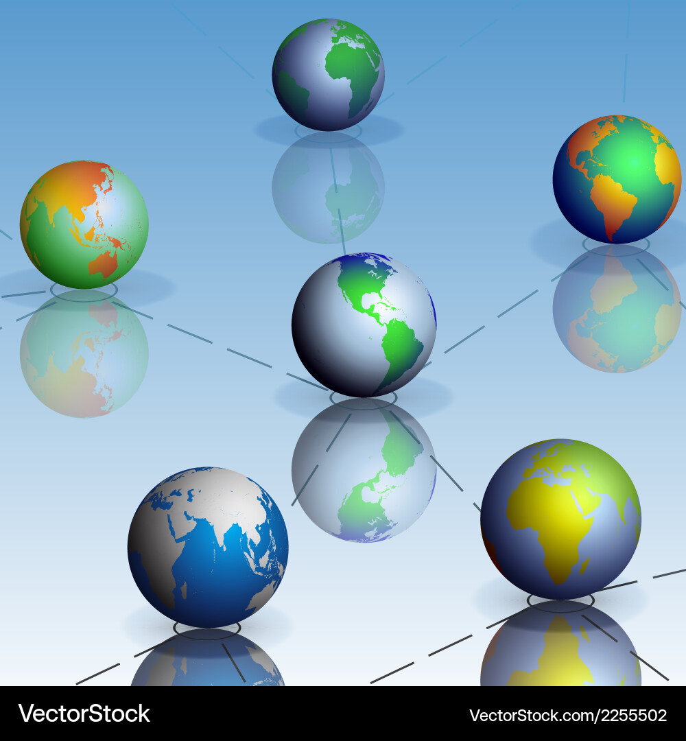 Set of globe world map with shadow vector image