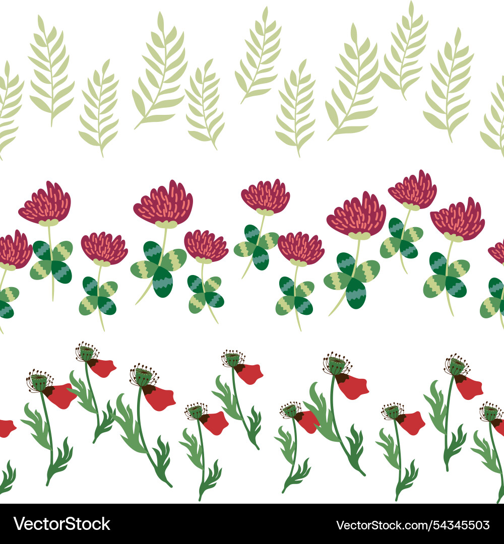 Chamomile horizontal border seamless pattern Vector Image