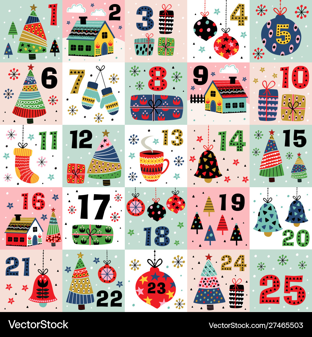 Christmas Advent Calendar Vector Image