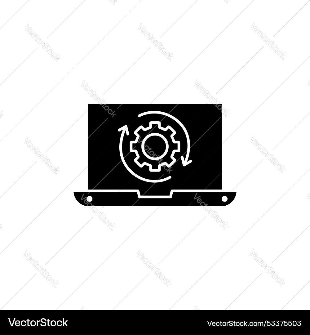 Data processing icon set laptop process Vector Image