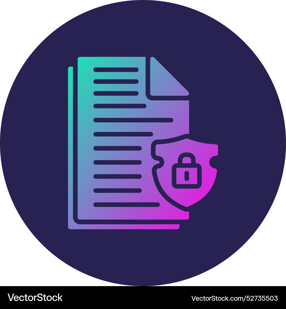 Data security glyph circle gradient icon Vector Image