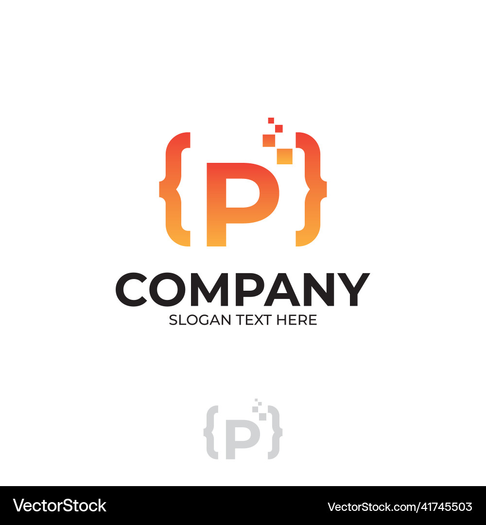 Digitales Code-Logo mit Buchstaben p Design Codierung Digitales Code-Logo mit Buchstaben p Design Codierung Vektorbild