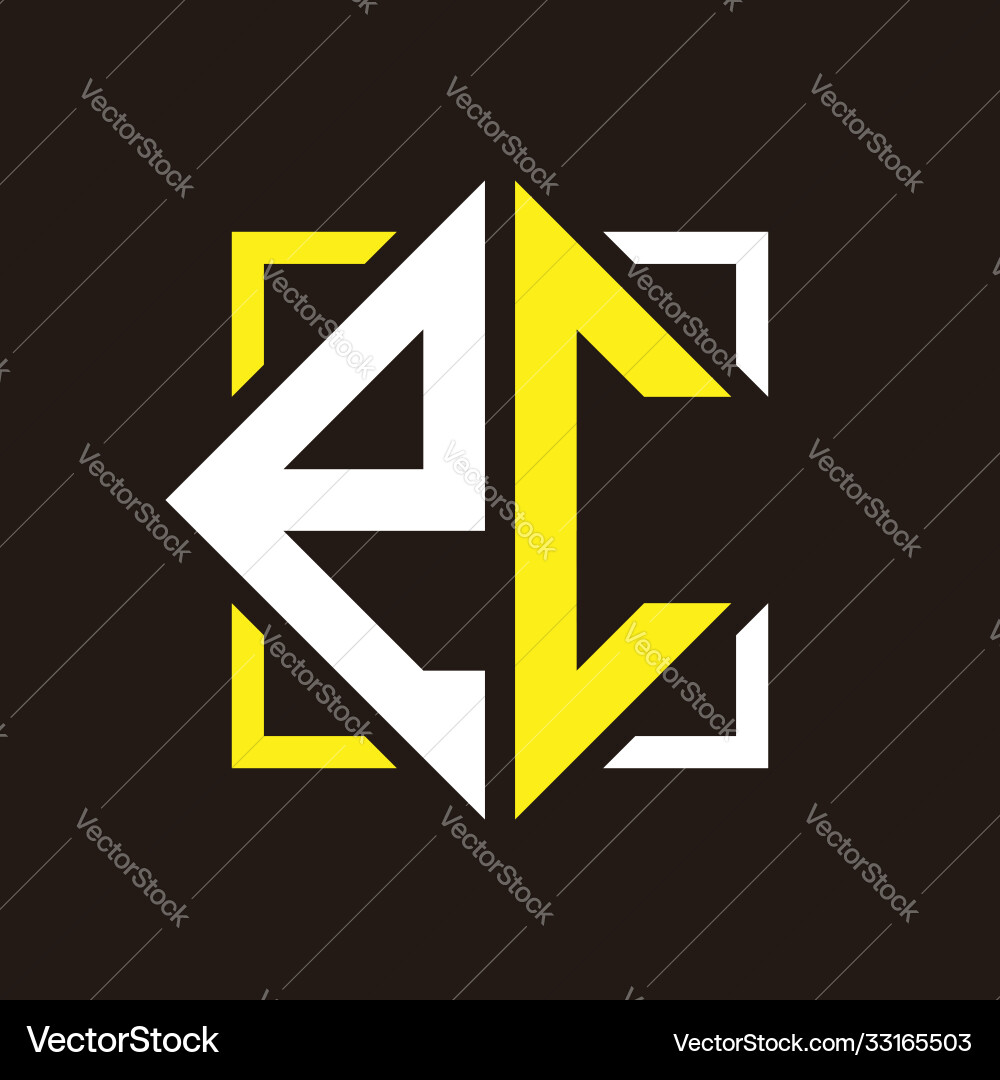E c initials quadrangle monogram with square Vector Image