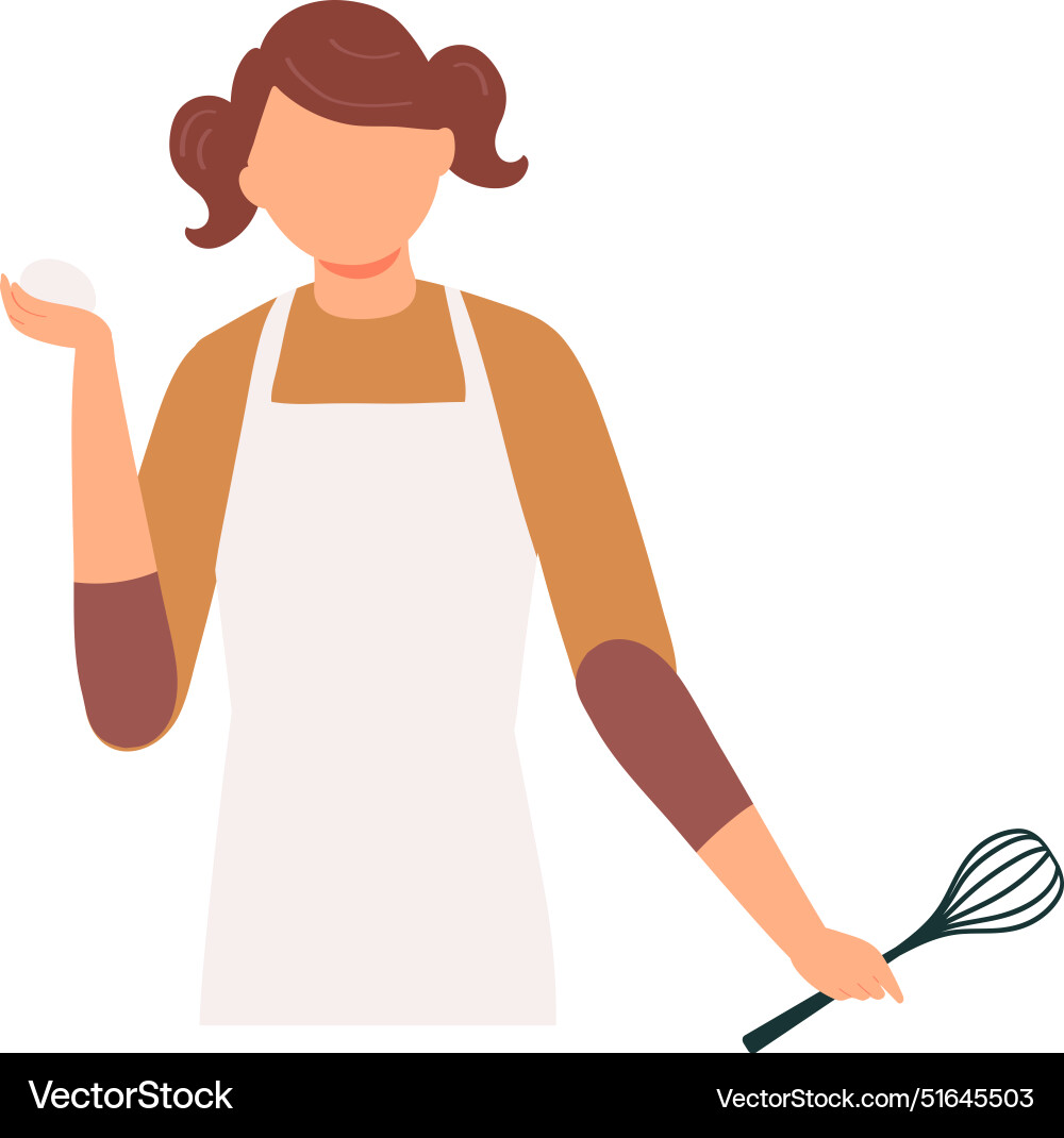Female chef holds egg whisk preparing cook woman Vector Image
