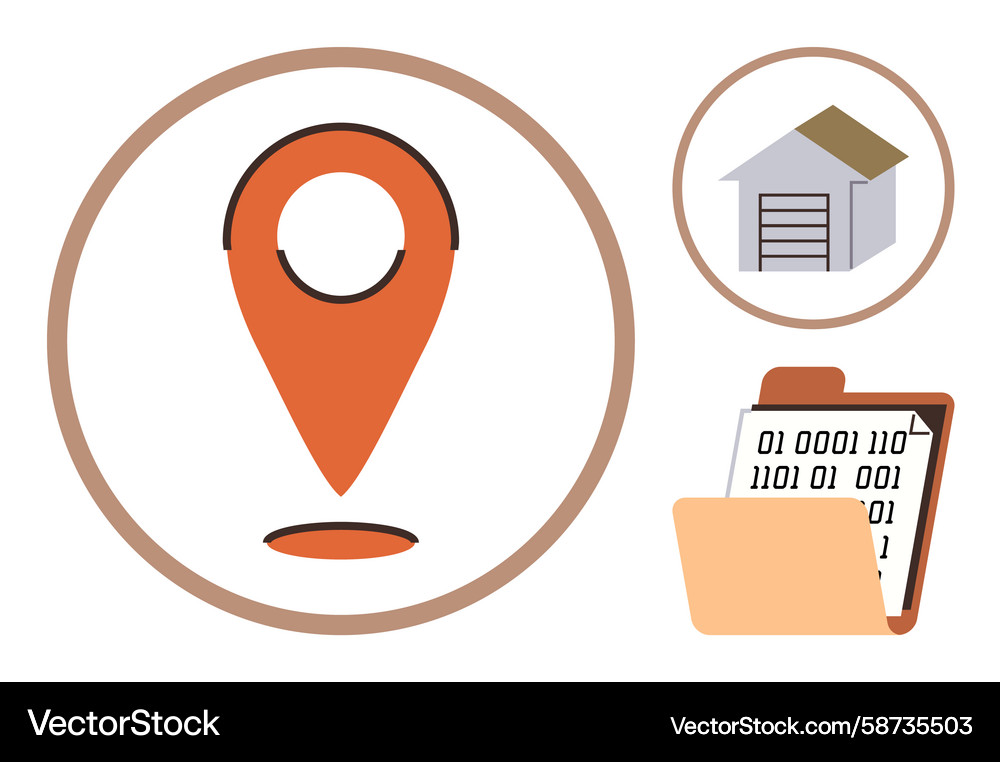 Geolocation Pin with Storage Unit Vector Image