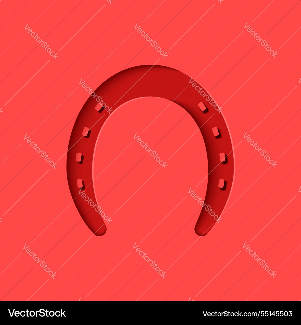 Imprint horseshoe with 3d effect and red paper Imprint horseshoe with 3d effect and red paper vector image