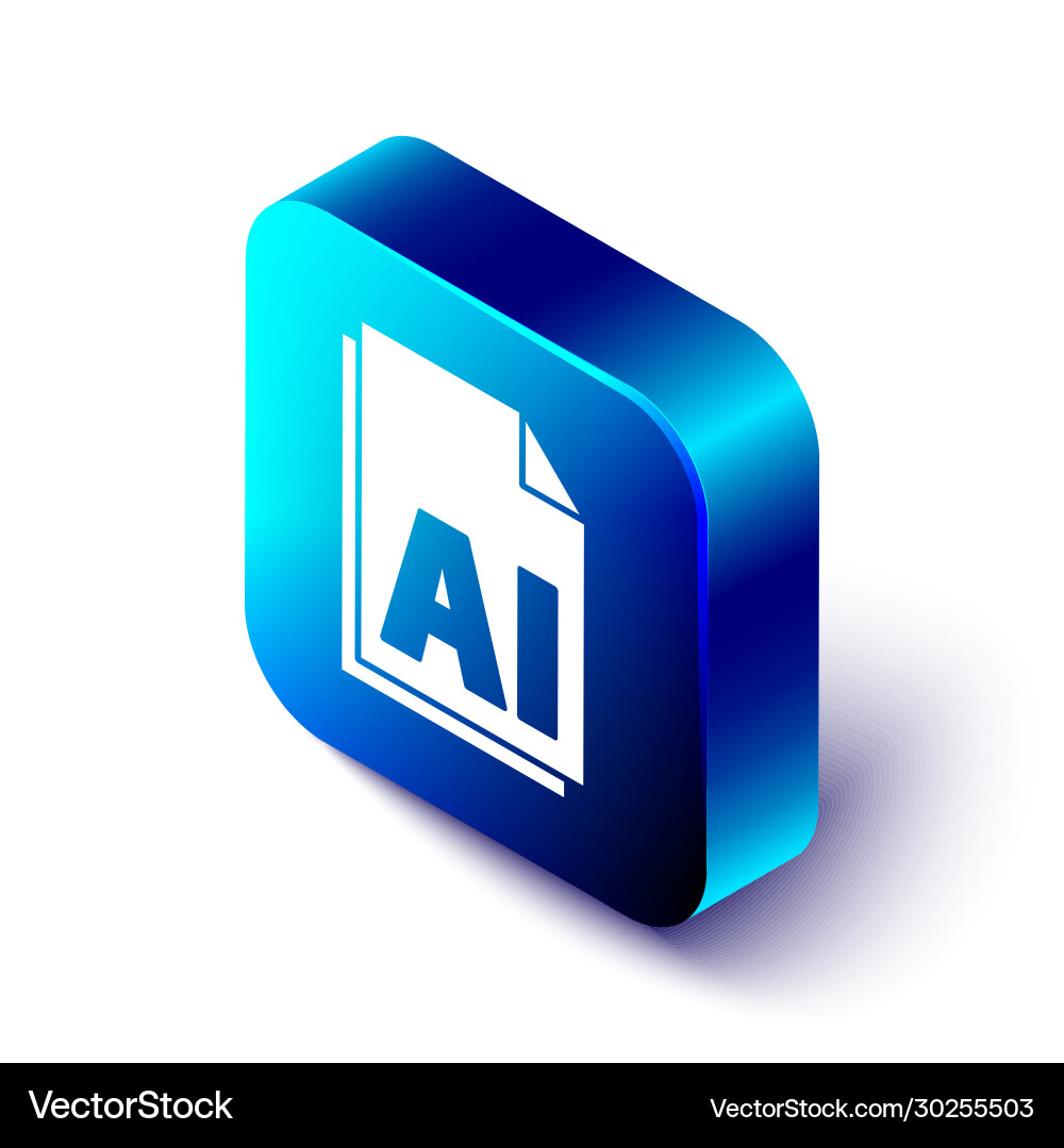 Isometric ai file document download button Vector Image