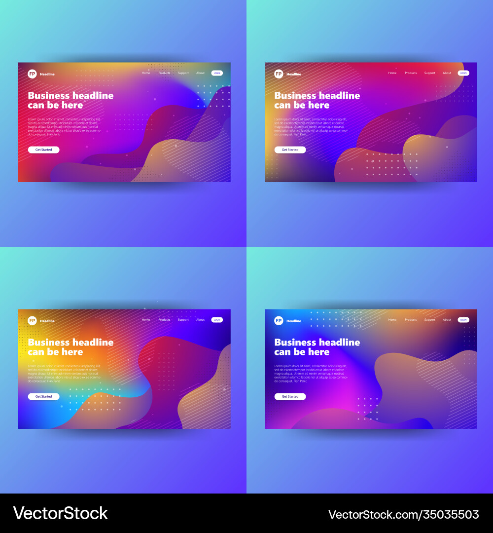 Landing page template with gradient modern webpage Landing page template with gradient modern webpage Vector Image