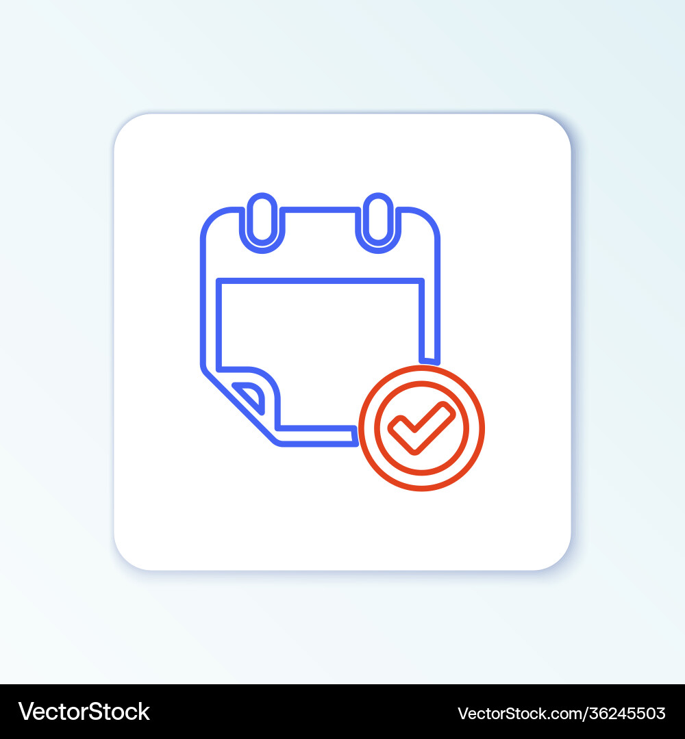 Line calendar with check mark icon isolated Line calendar with check mark icon isolated Vector Image