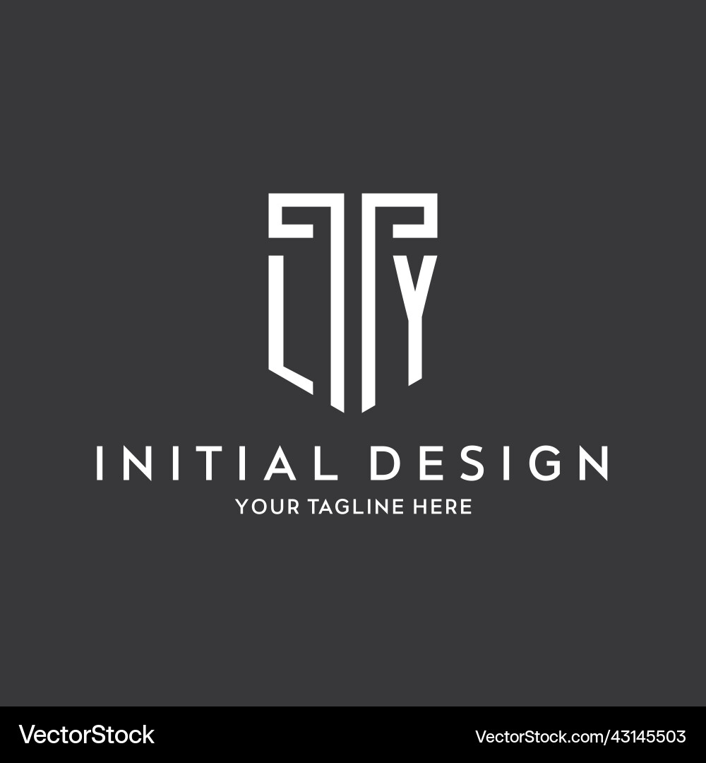 Ly monogram initial name with shield shape icon Ly monogram initial name with shield shape icon Vector Image