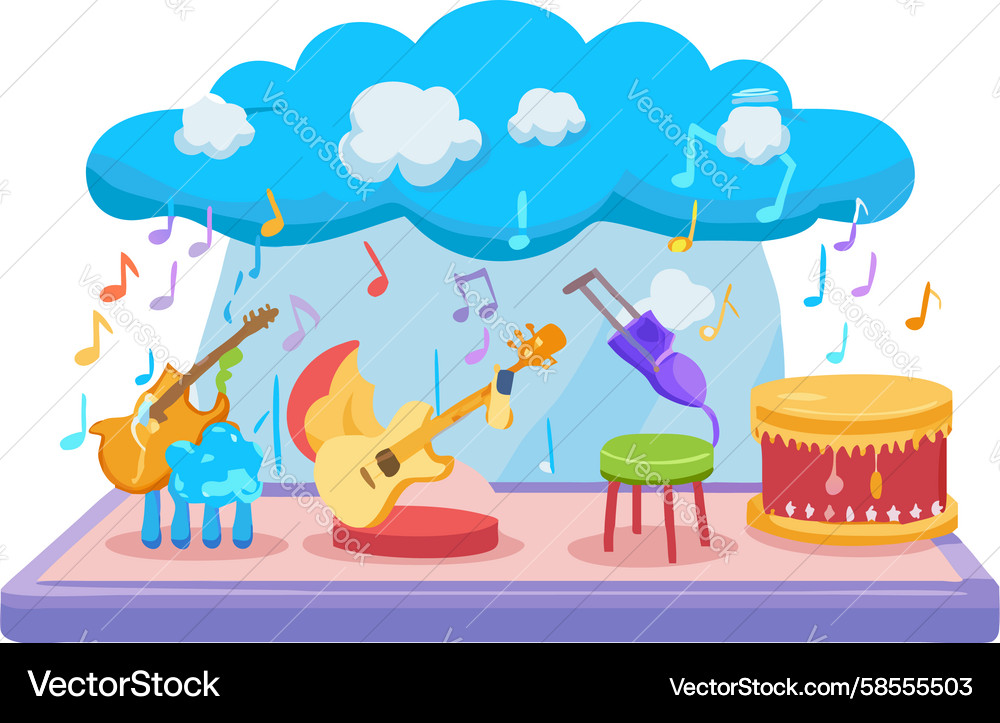 Musical Cloud with Instruments Vector Image