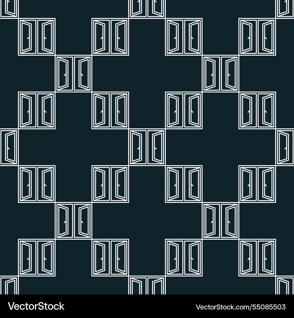 Opened glass window seamless pattern in thin line Opened glass window seamless pattern in thin line vector image