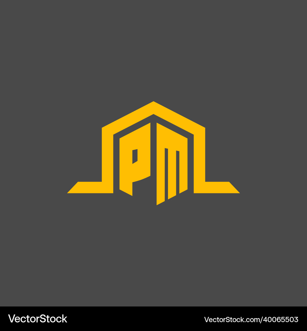 Pm monogram initial logo with hexagon style design Vector Image