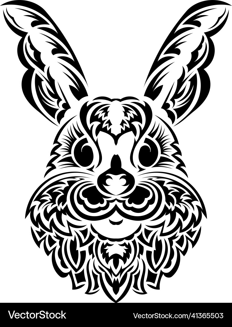Rabbit head in polynesian style isolated symbol Vector Image