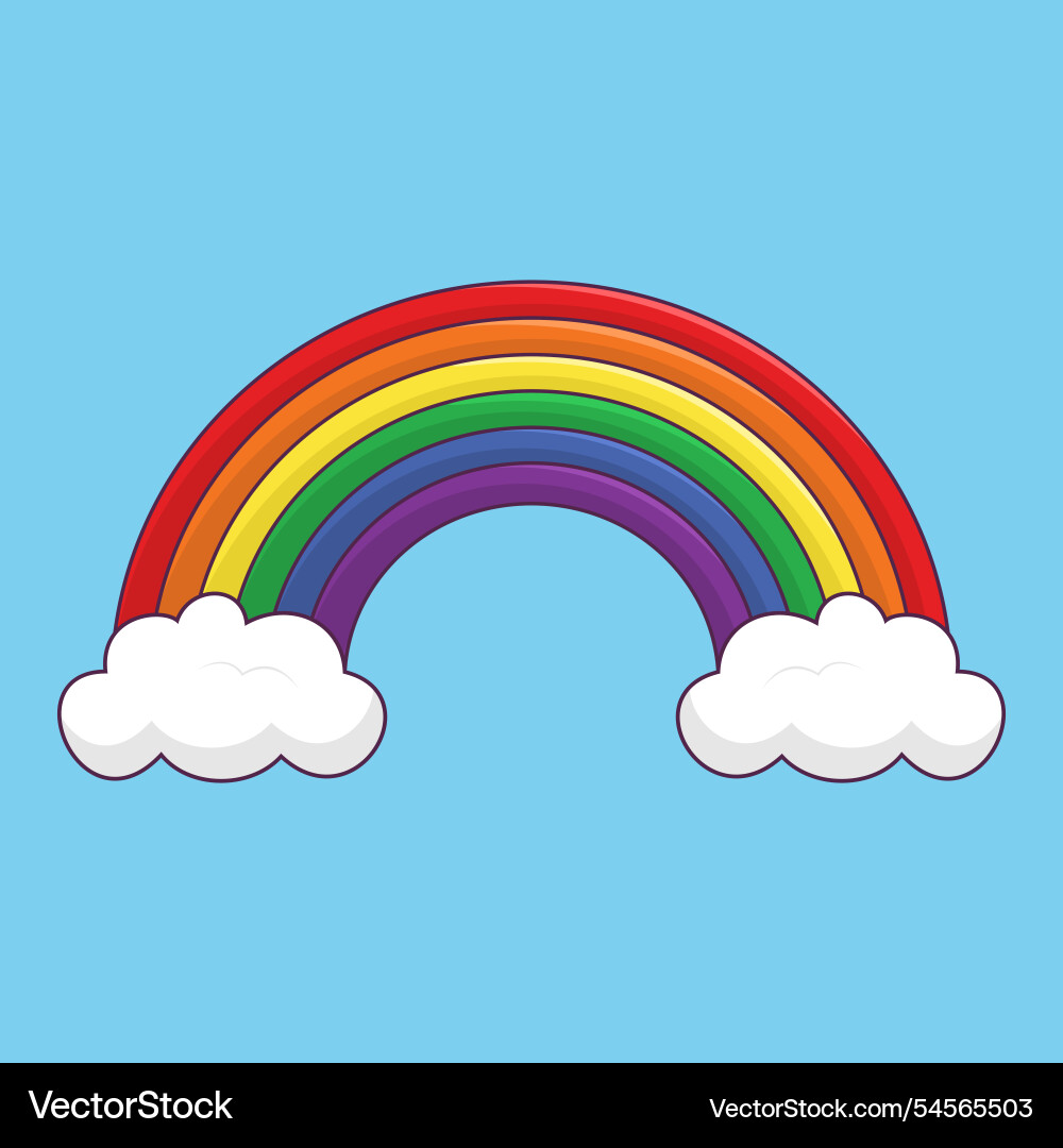 Rainbow flat style with clouds Royalty Free Vector Image