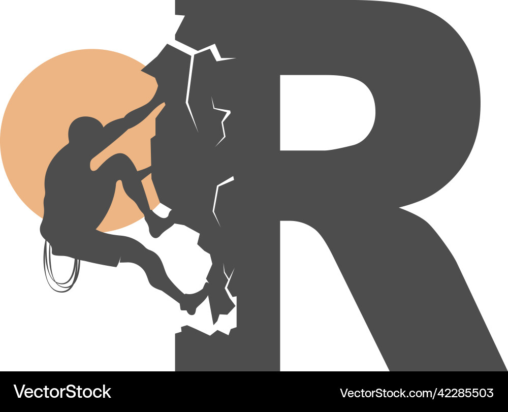 Rock Climber Letter R Logo Vector Image
