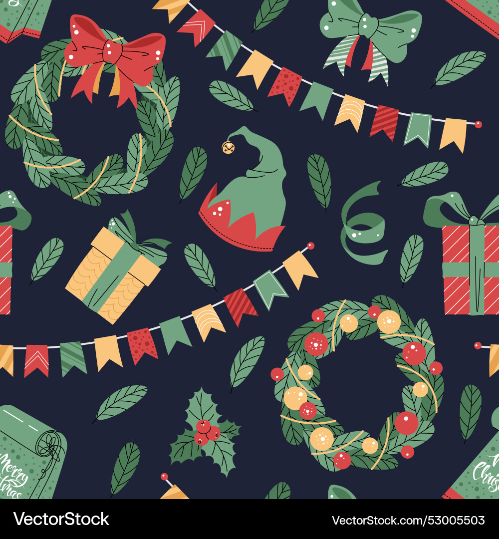 Seamless pattern with colorful flags christmas Seamless pattern with colorful flags christmas vector image