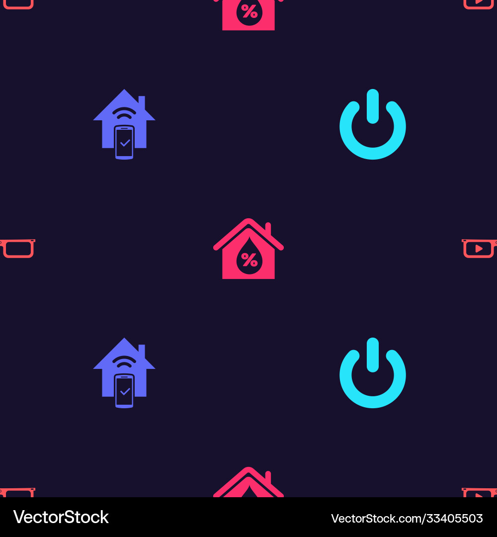 Set power button smart home remote control system Vector Image