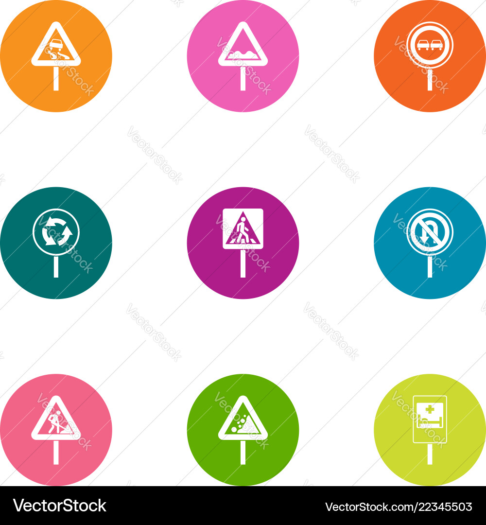 Sign path icons set flat style vector image