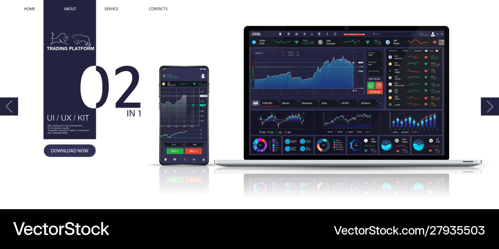 Trading Dashboard UI/UX Kit vector image