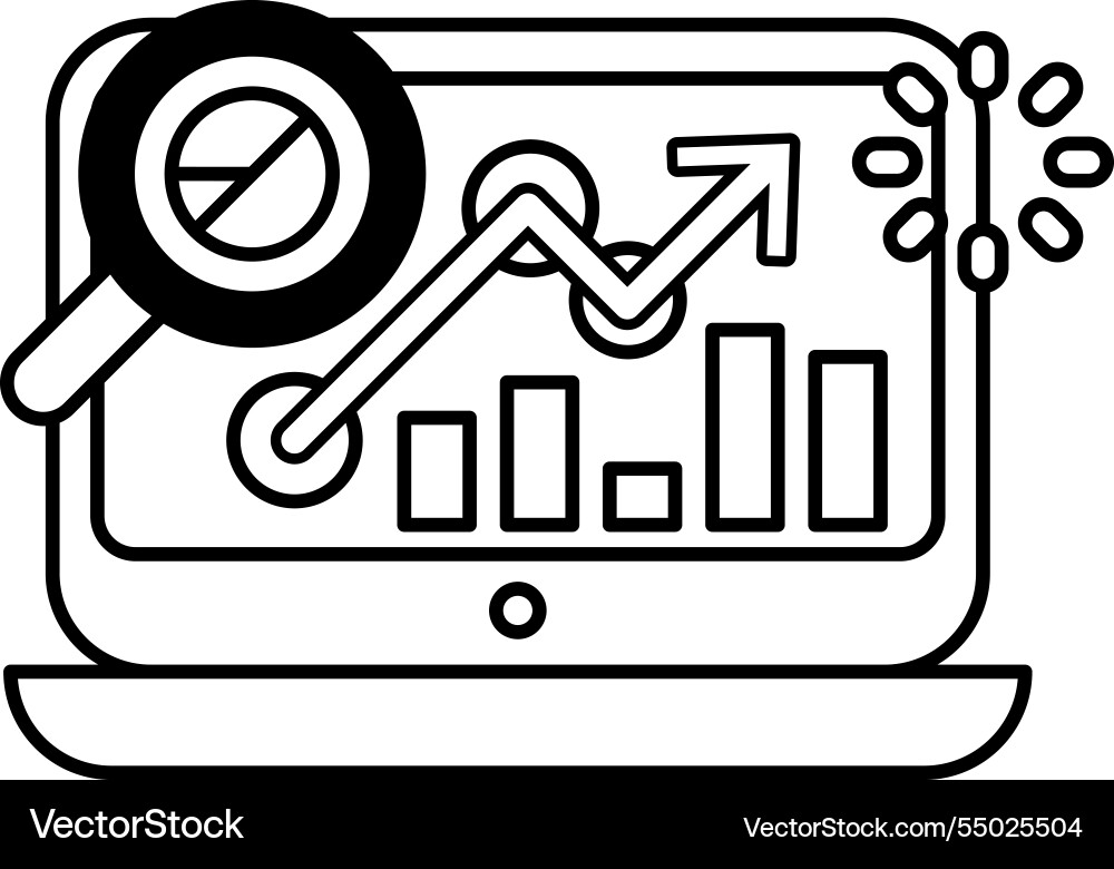 A computer monitor with magnifying glass A computer monitor with magnifying glass vector image