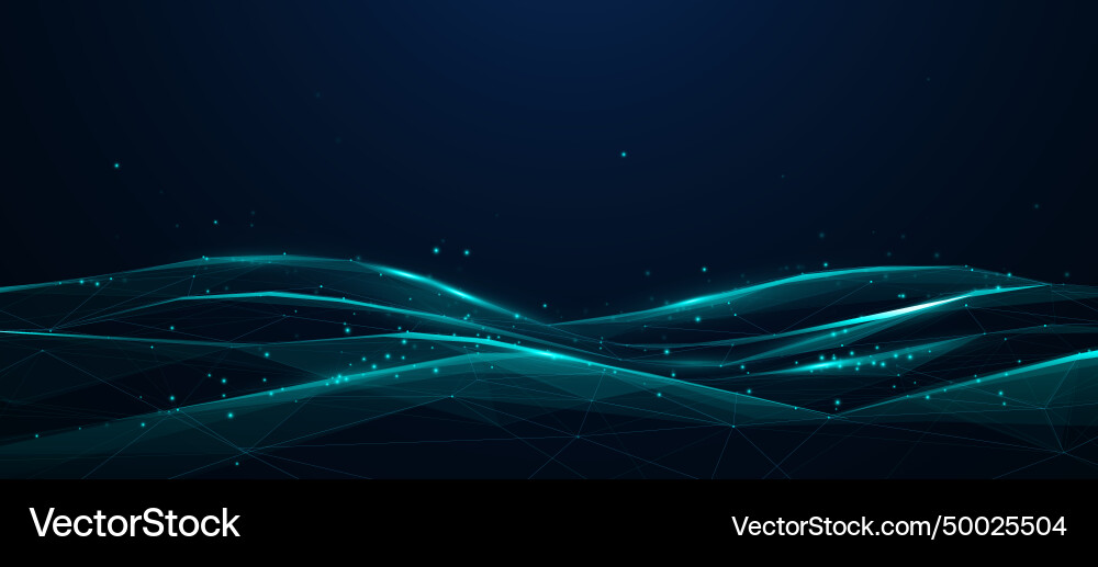 Abstract dynamic blue dots and line connection vector image