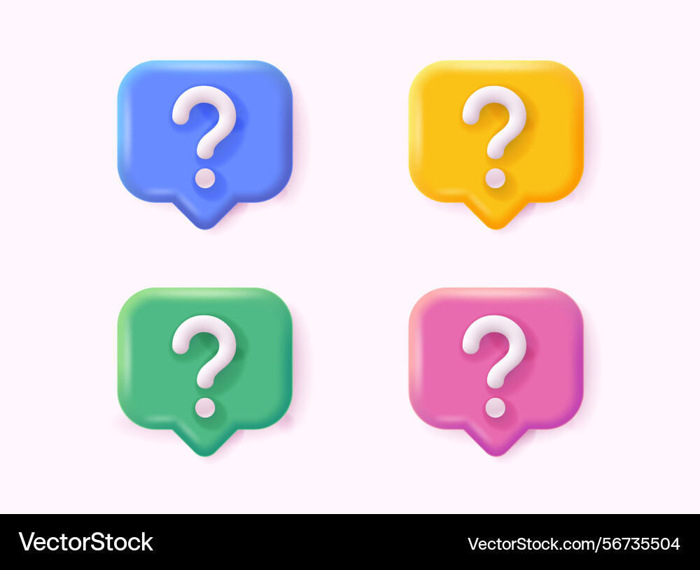 Bubble ask icon faq question mark set of render Bubble ask icon faq question mark set of render vector image