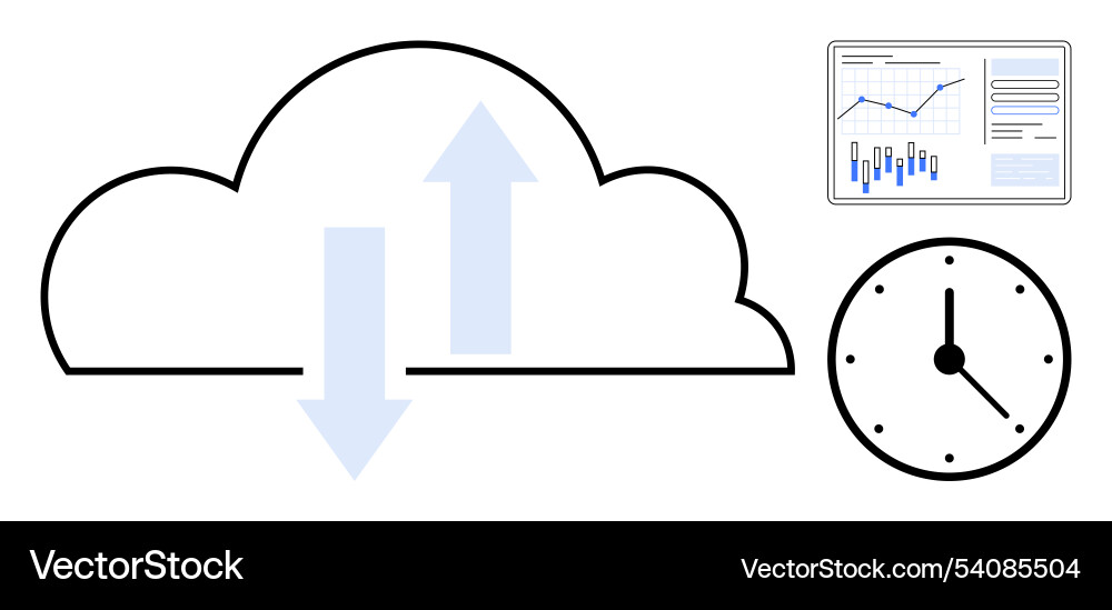 Cloud data management with clock icon Cloud data management with clock icon vector image