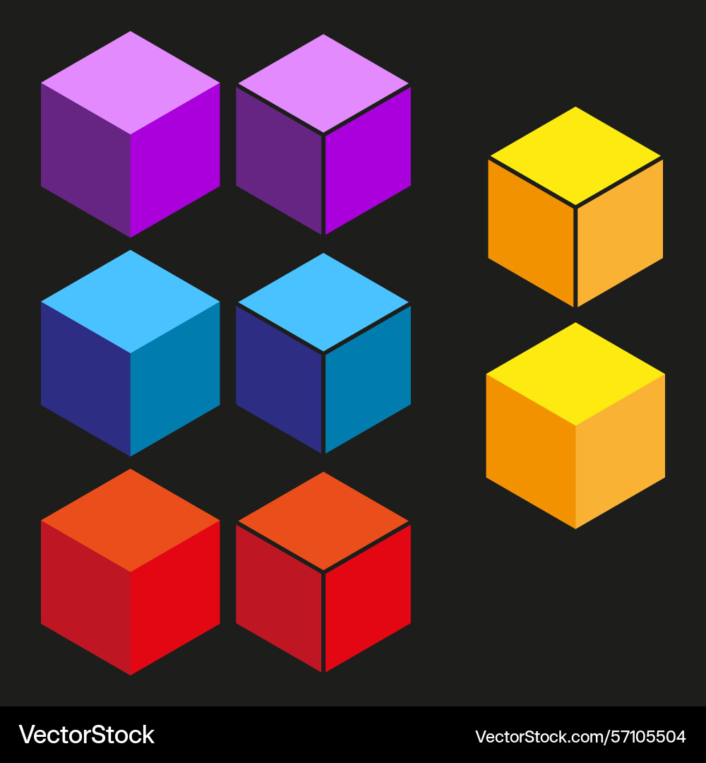 Colorful cube icon 3d block figure abstract shape Colorful cube icon 3d block figure abstract shape vector image