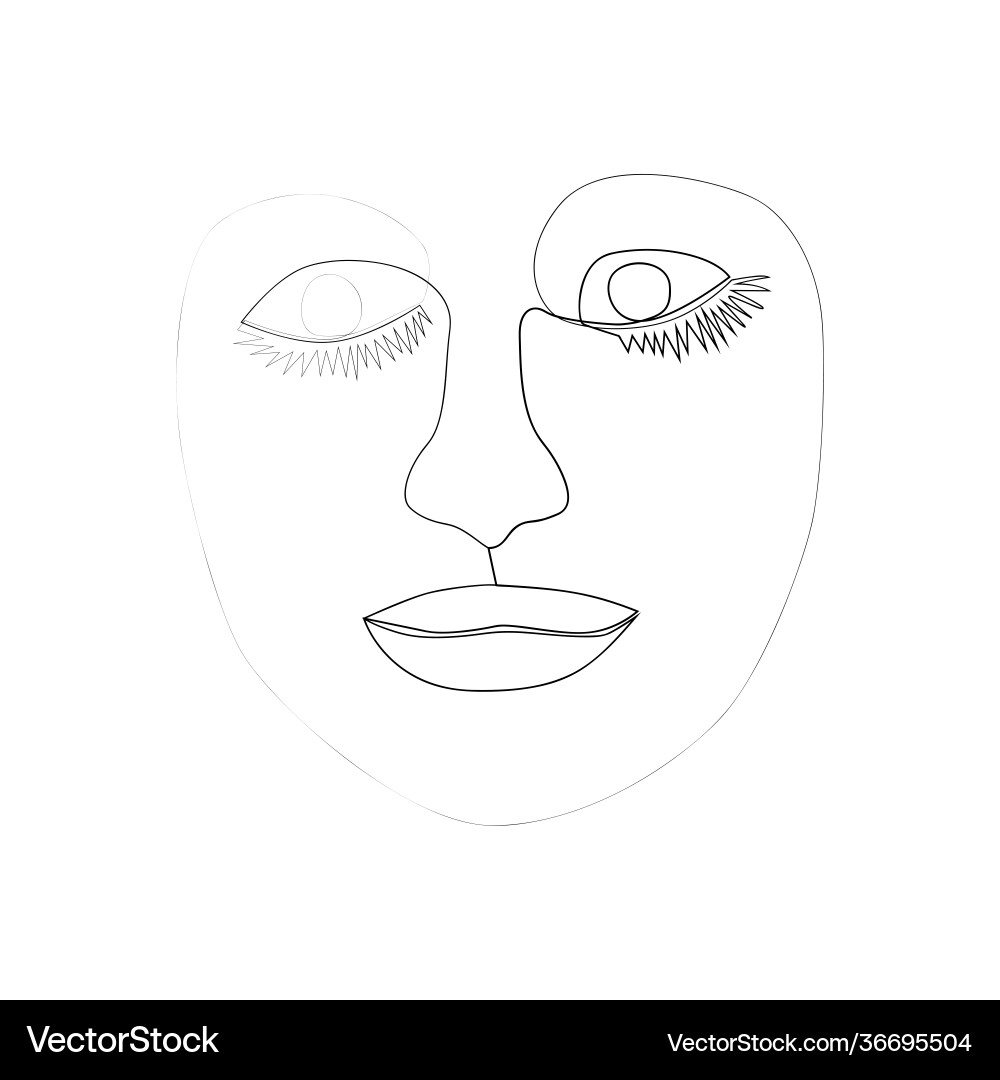 Continuous line drawing set faces Vector Image