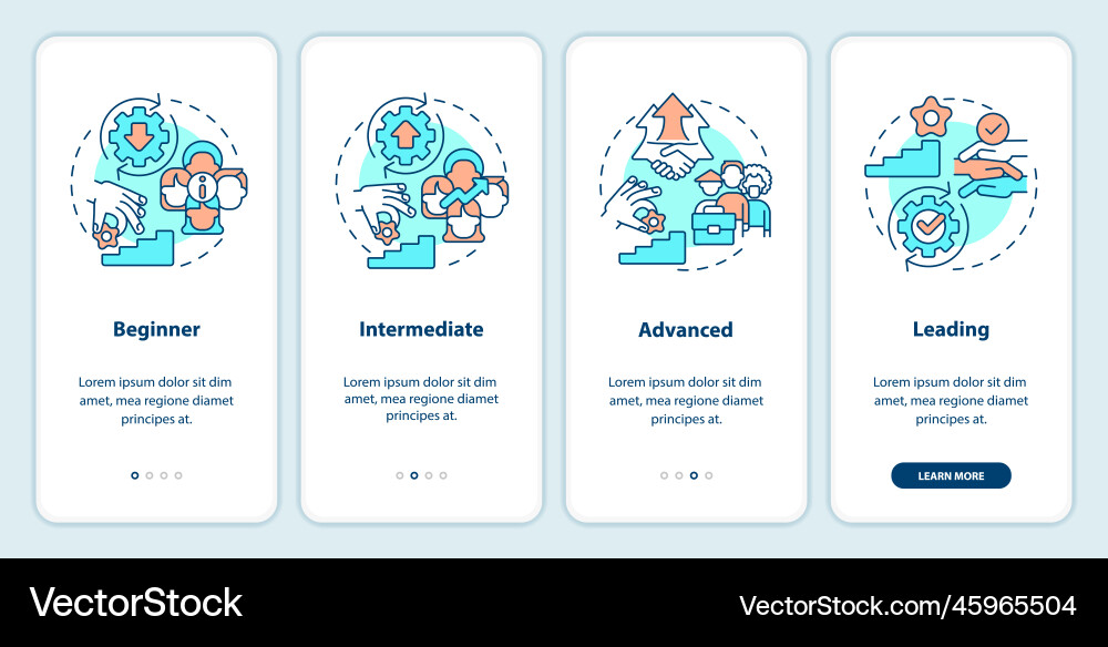 Dei program maturity stages onboarding mobile app Dei program maturity stages onboarding mobile app Vector Image