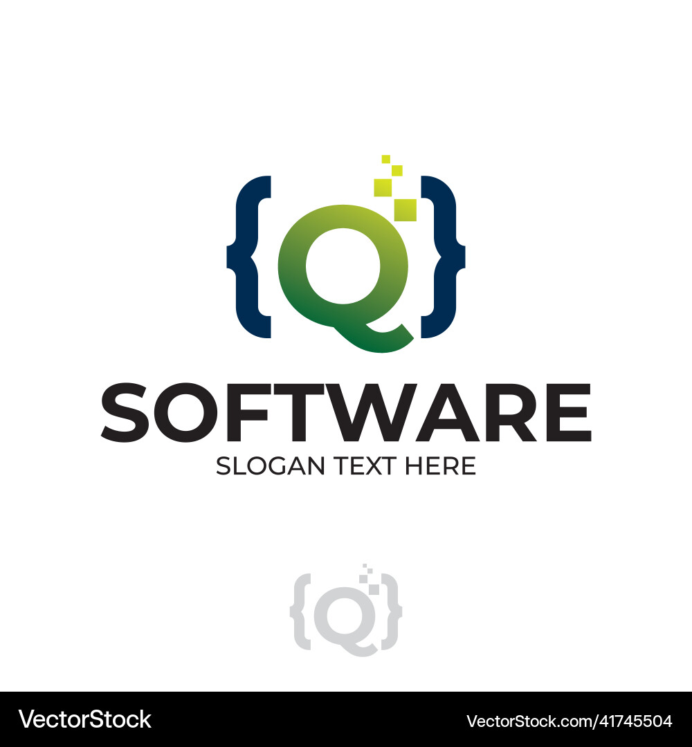 Digital code logo with letter q design coding Vector Image