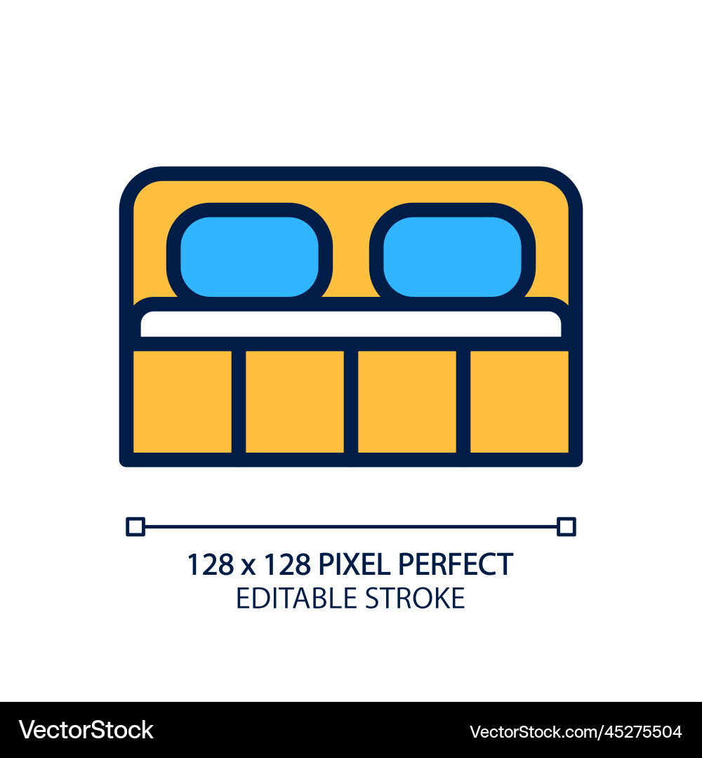 Double bed pixel perfect rgb color icon Vector Image