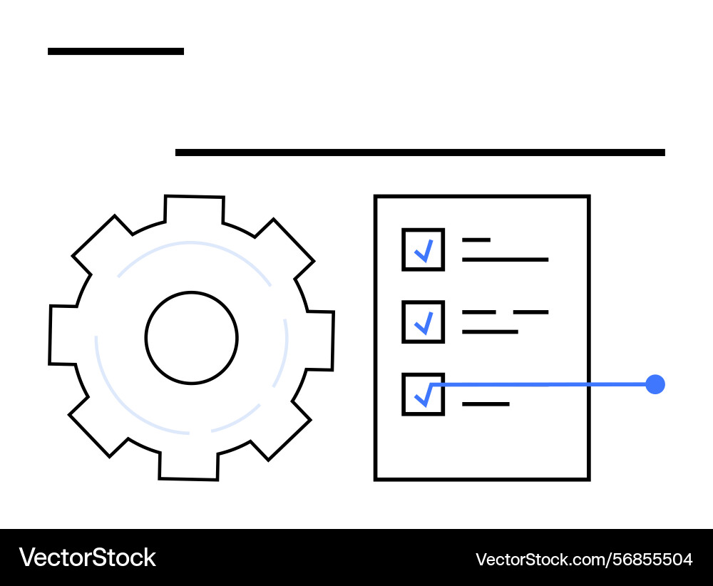 Gear with checklist representing process Gear with checklist representing process vector image
