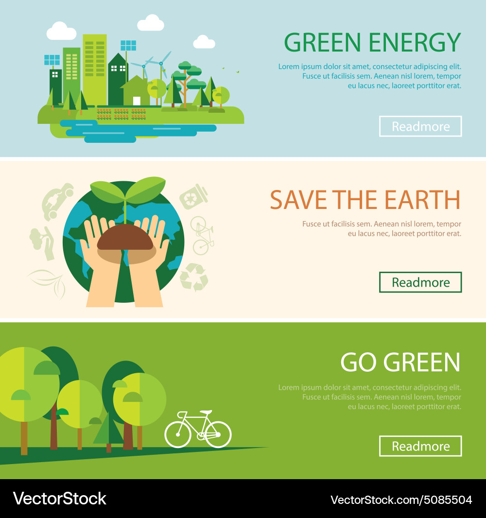 Green Energy & Earth Concept Banner Vector Image