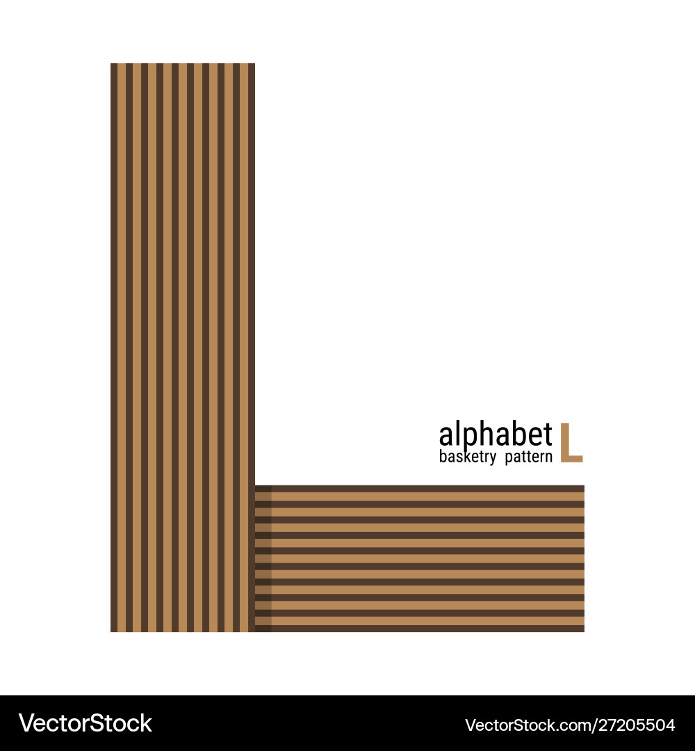 L - unique alphabet design with basketry pattern Vector Image